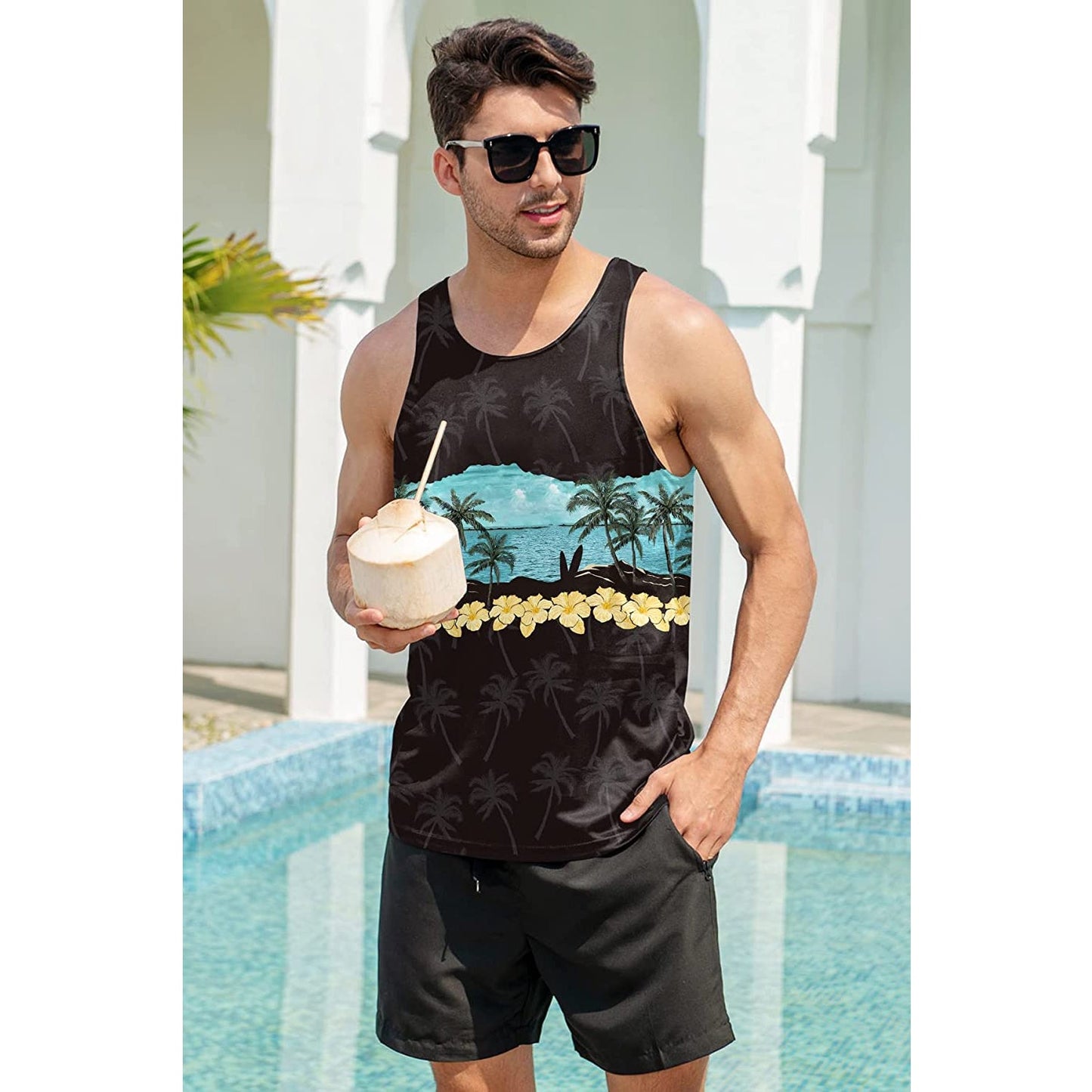 Palm Tree Flowers Funny Tank Top
