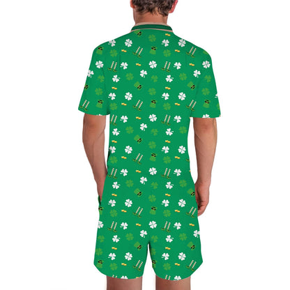 St. Patrick's Day Clover Bare Muscle Tuxedo Male Romper