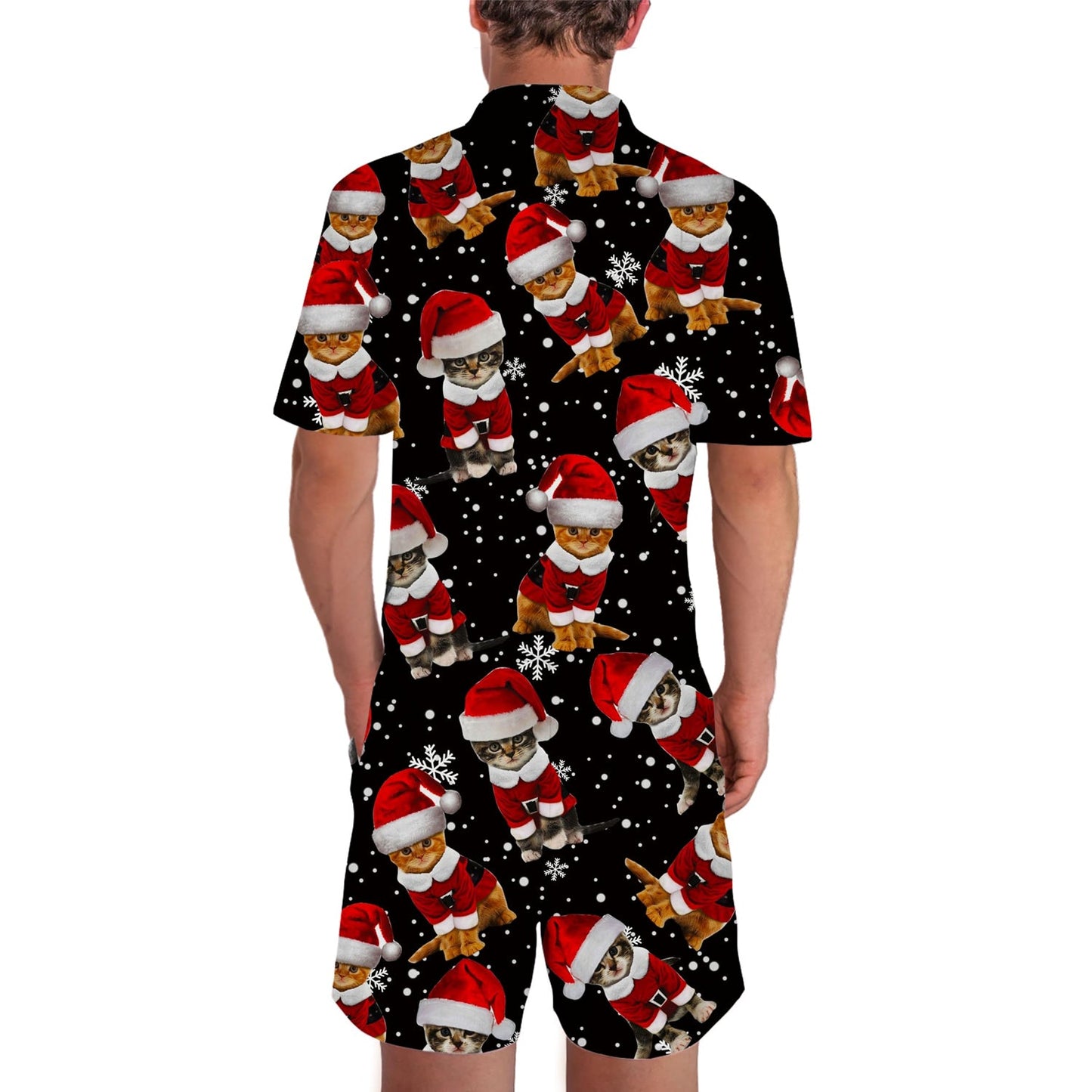 Xmas Cats Black Funny Male Romper