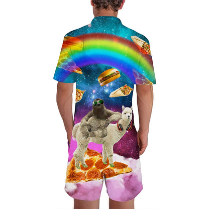 Rainbow Sloth Riding Llama Men Romper