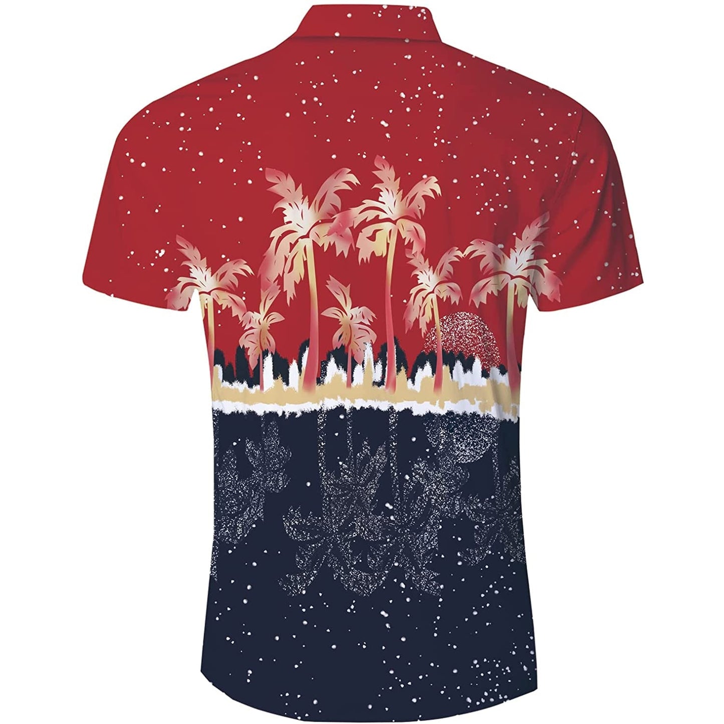 Red & Navy Palm Tree Funny Button Up Shirt