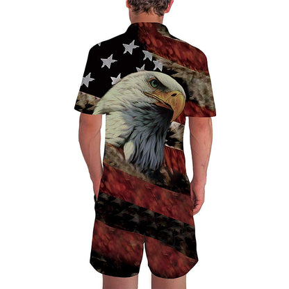 American Flag Eagle Retro Men Romper