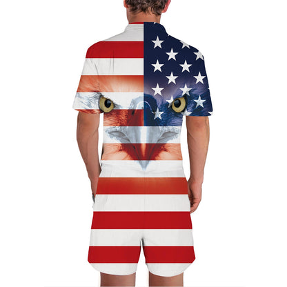 American Flag Eagle Funny Men Romper