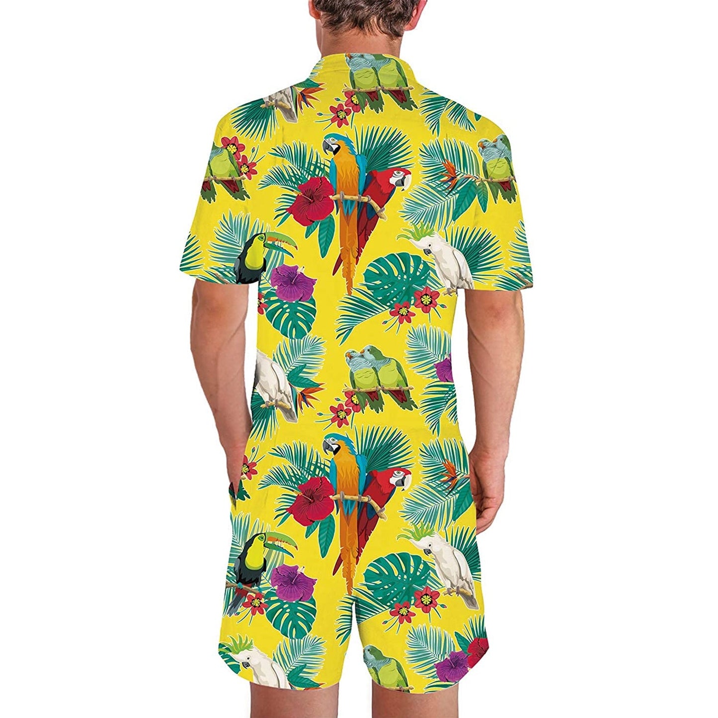 Palm Leaf Parrots Male Romper