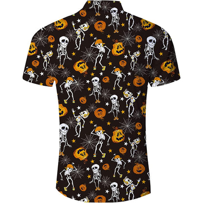 Halloween Pumpkins Skeleton Funny Hawaiian Shirt