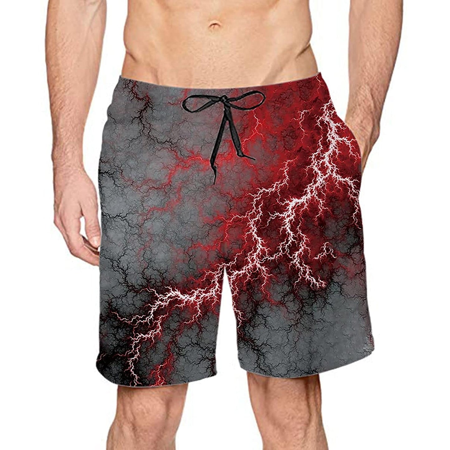 Red Lightning Funny Swim Trunks