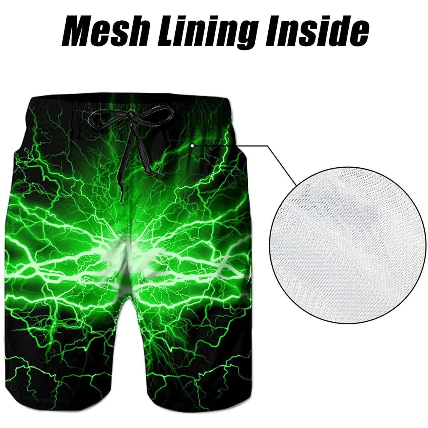 Green Lightning Funny Swim Trunks