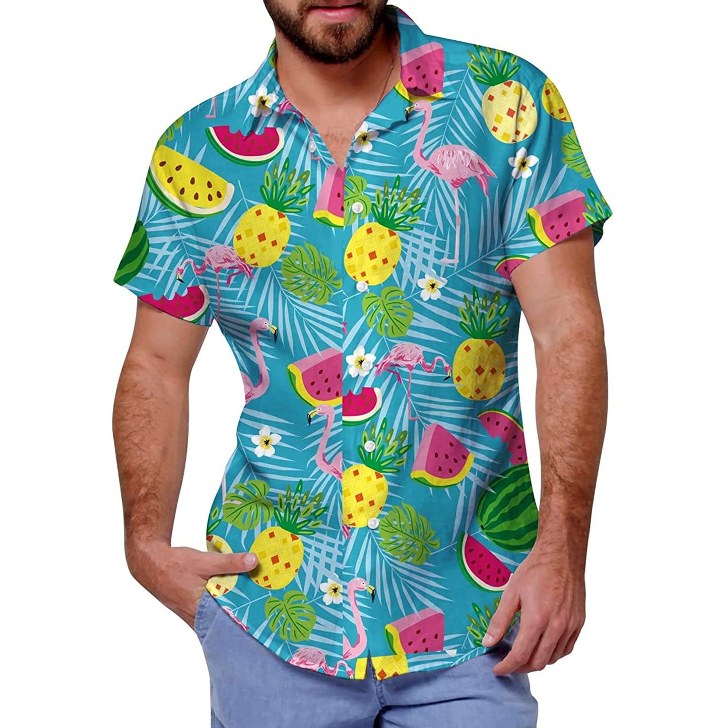Flamingo Fruits Funny Hawaiian Shirt