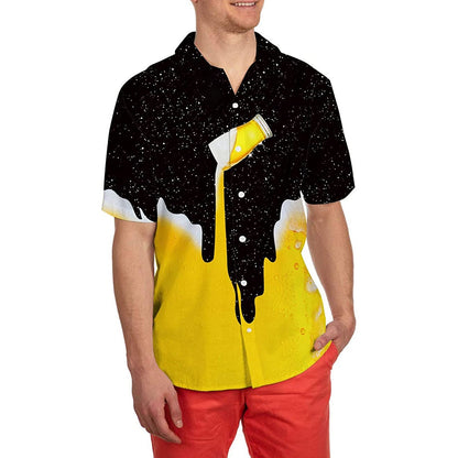 Galaxy Pouring Beer Funny Hawaiian Shirt