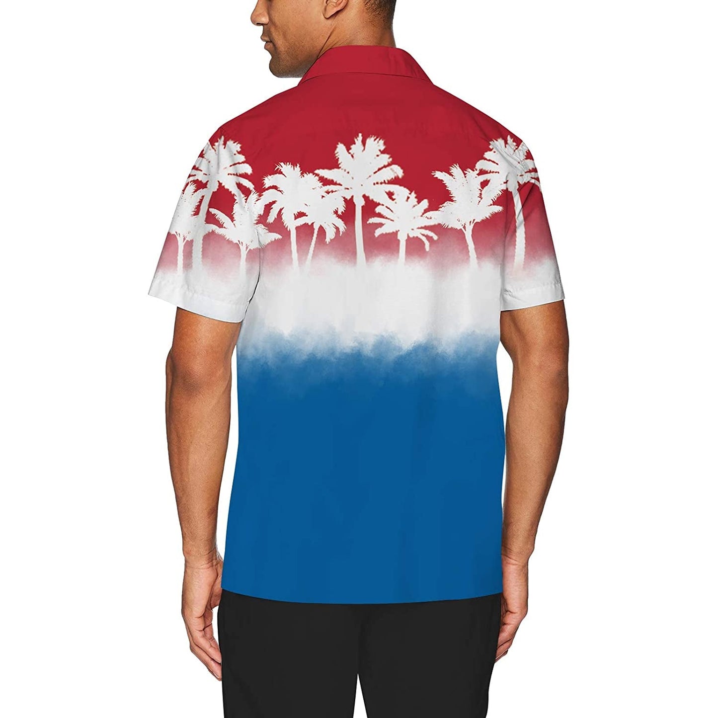 Red & Blue Palm Tree Funny Button Up Shirt