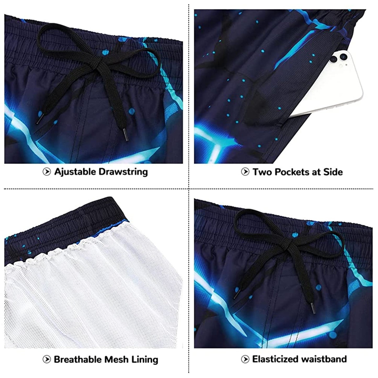 Navy Blue Crack Funny Swim Trunks