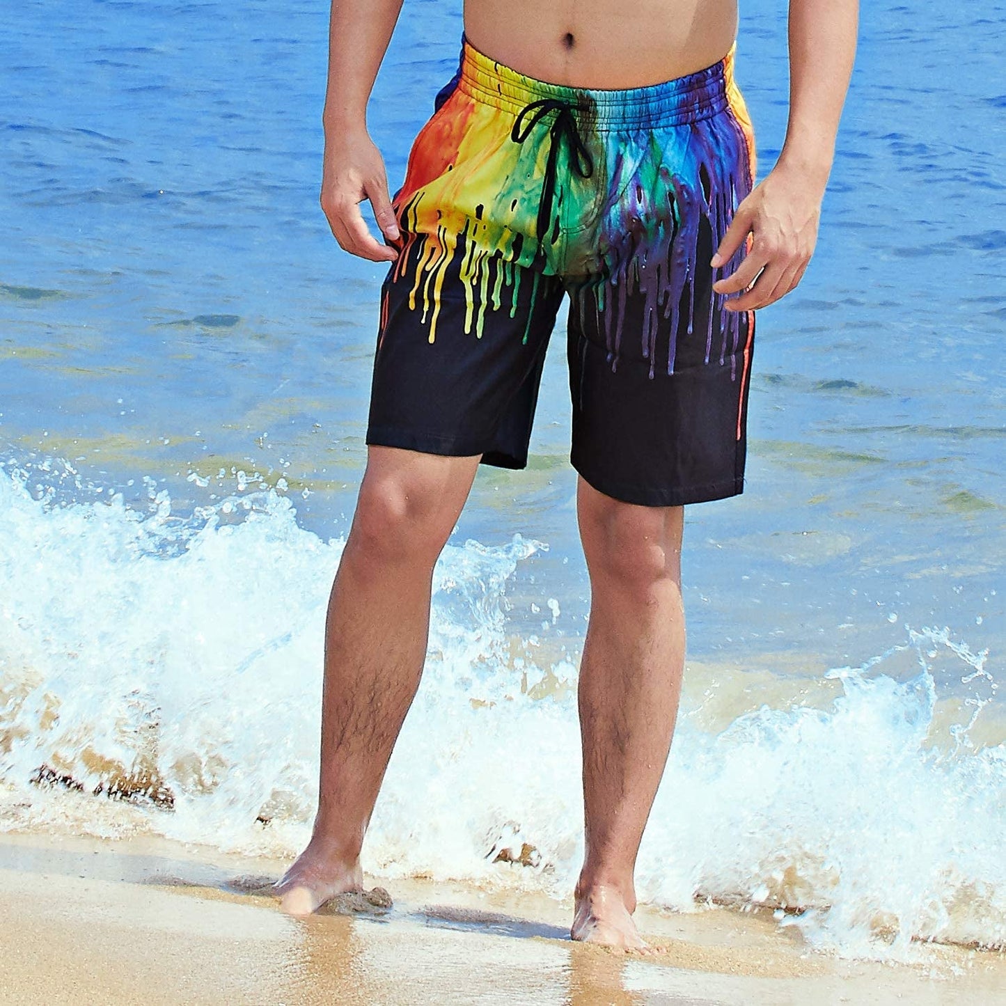 Black Paint Dripping Funny Swim Trunks