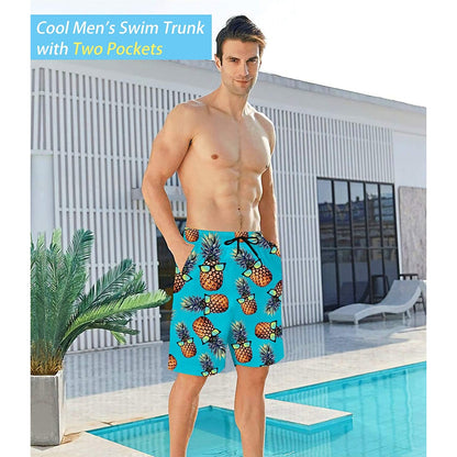Light Blue Sunglasses Pineapple Funny Swim Trunks