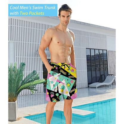 80s Yellow Funny Swim Trunks