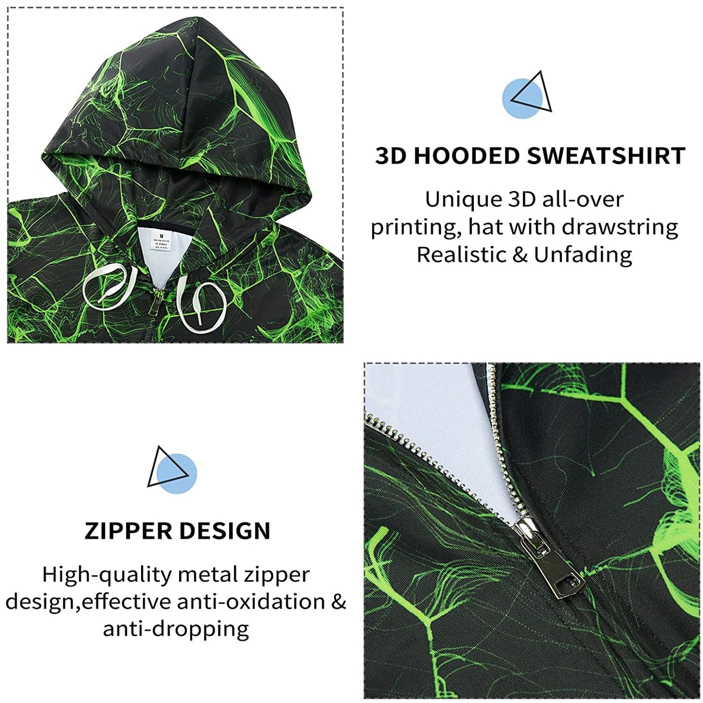 Green Flame Zip Hoodie