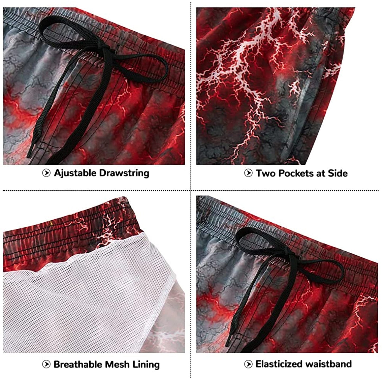 Red Lightning Funny Swim Trunks