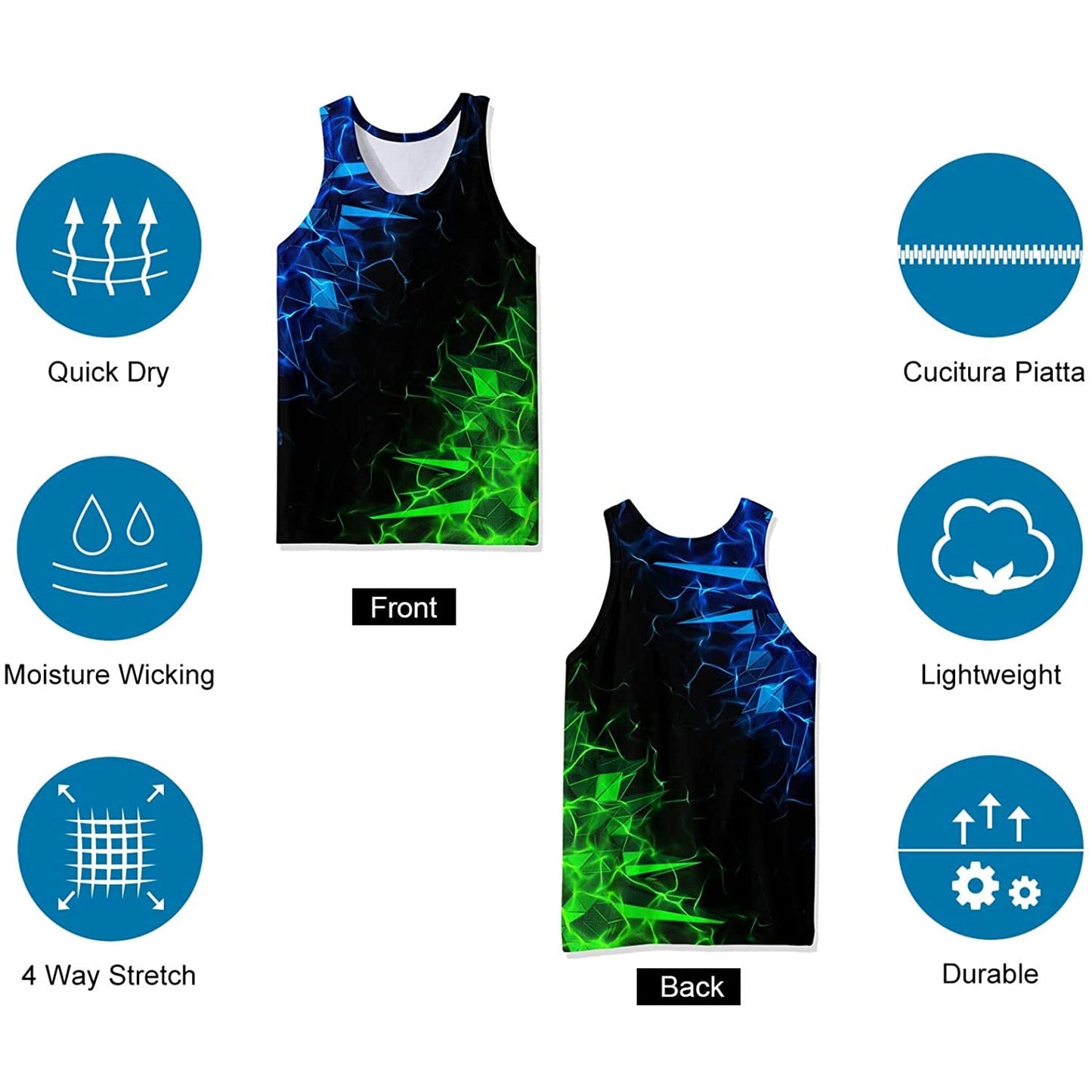 Green & Blue Geometric Funny Tank Top