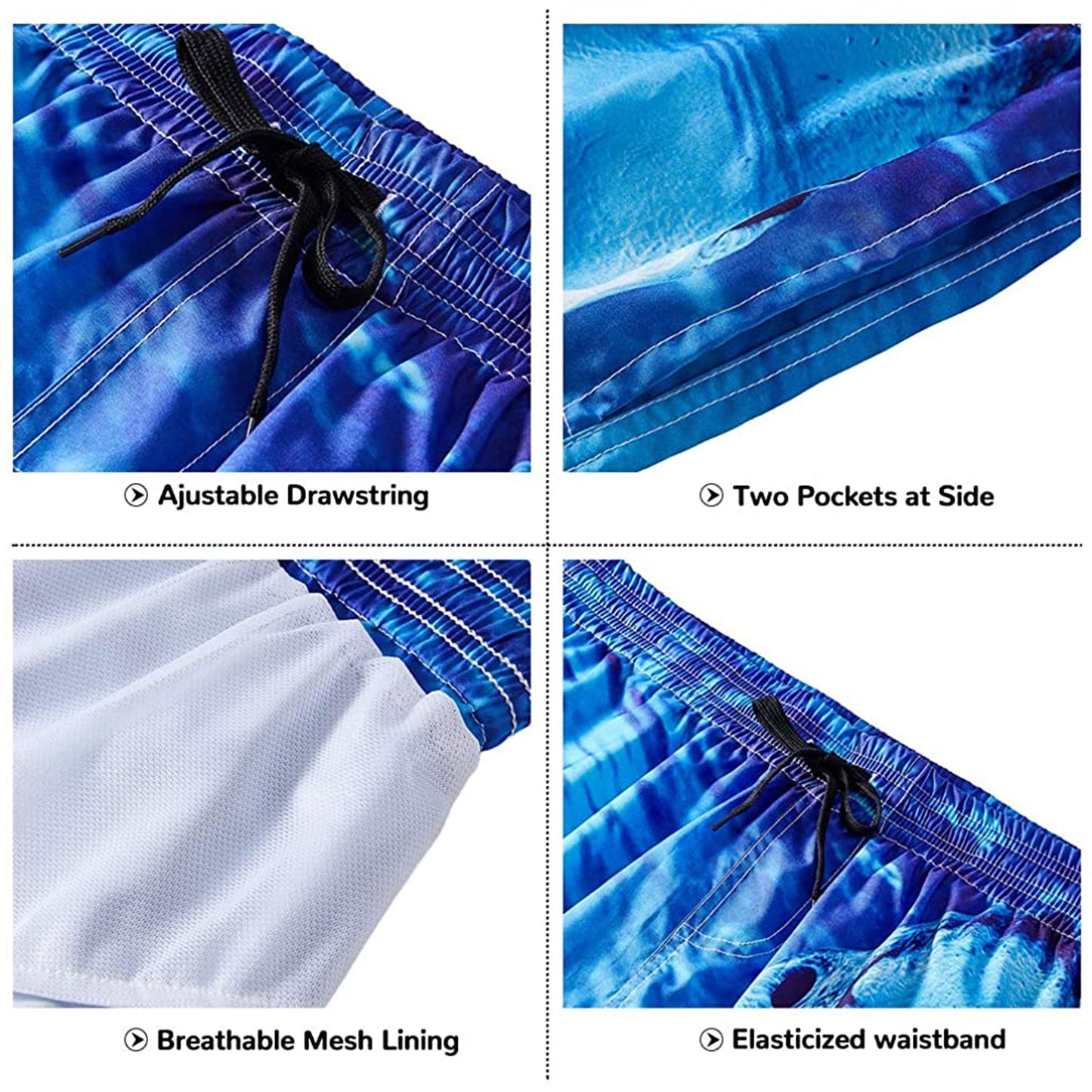 Blue Shark Funny Swim Trunks