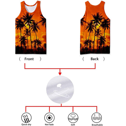 Orange Palm Tree Hawaiian Funny Tank Top