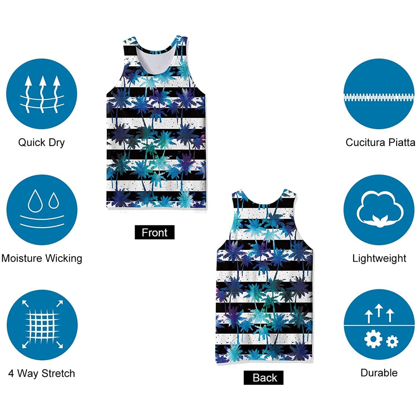 Blue Palm Tree Funny Tank Top