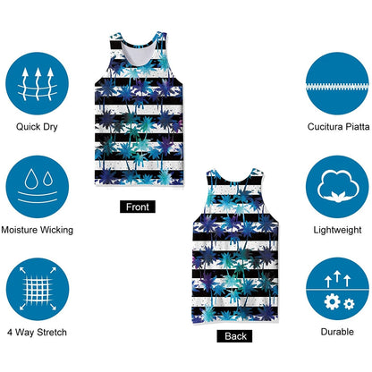 Blue Palm Tree Funny Tank Top