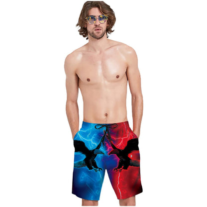 Blue & Red Hawk Funny Swim Trunks