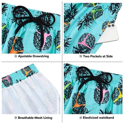 Light Blue Pineapple Funny Swim Trunks