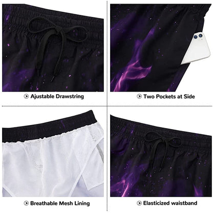 Purple Fire Flame Funny Swim Trunks