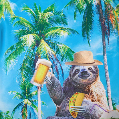 Beer Sloth Palm Tree Funny Hawaiian Shirt