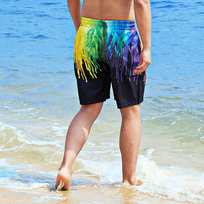 Black Paint Dripping Funny Swim Trunks