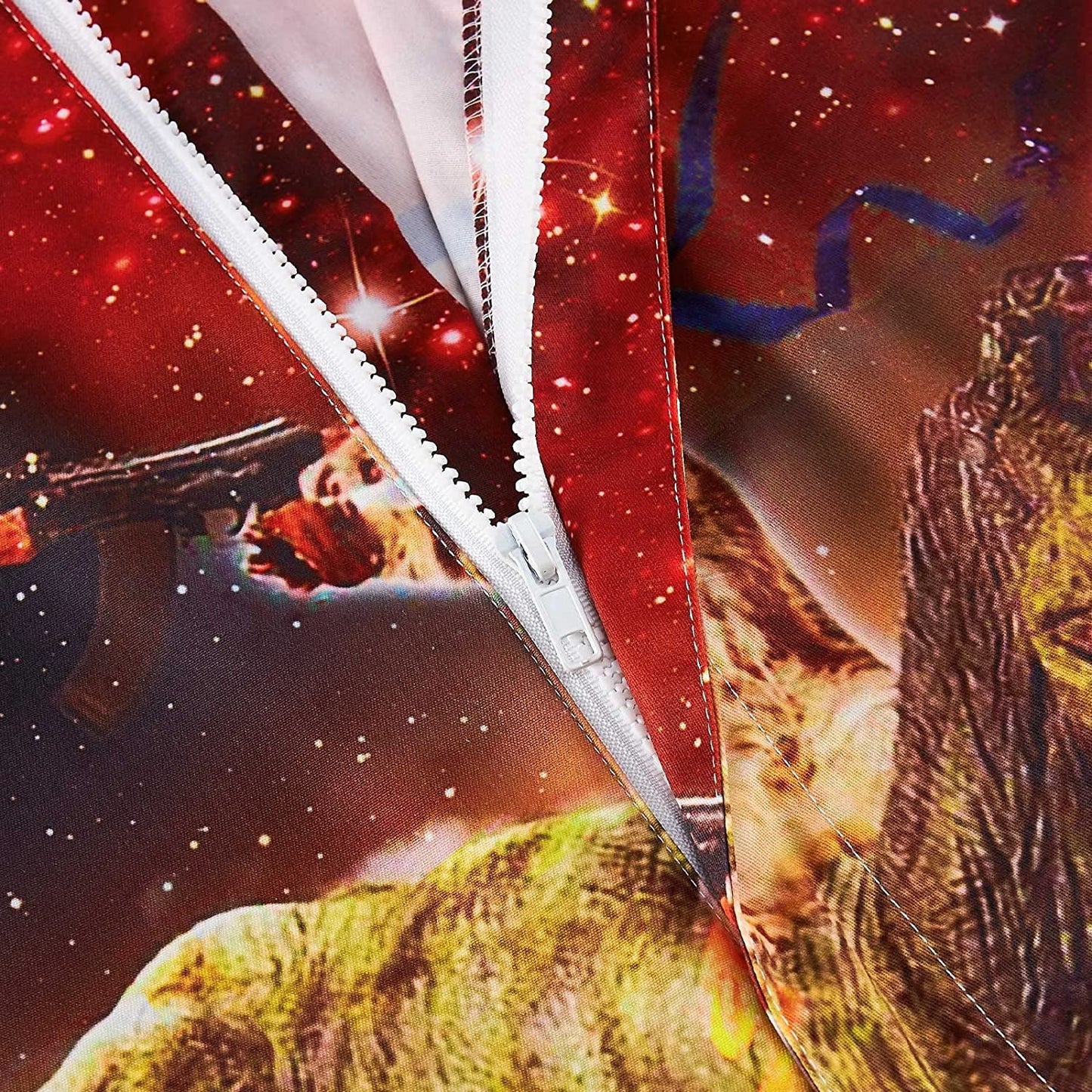 Gun Cat Riding Dinosaur Red Men Romper