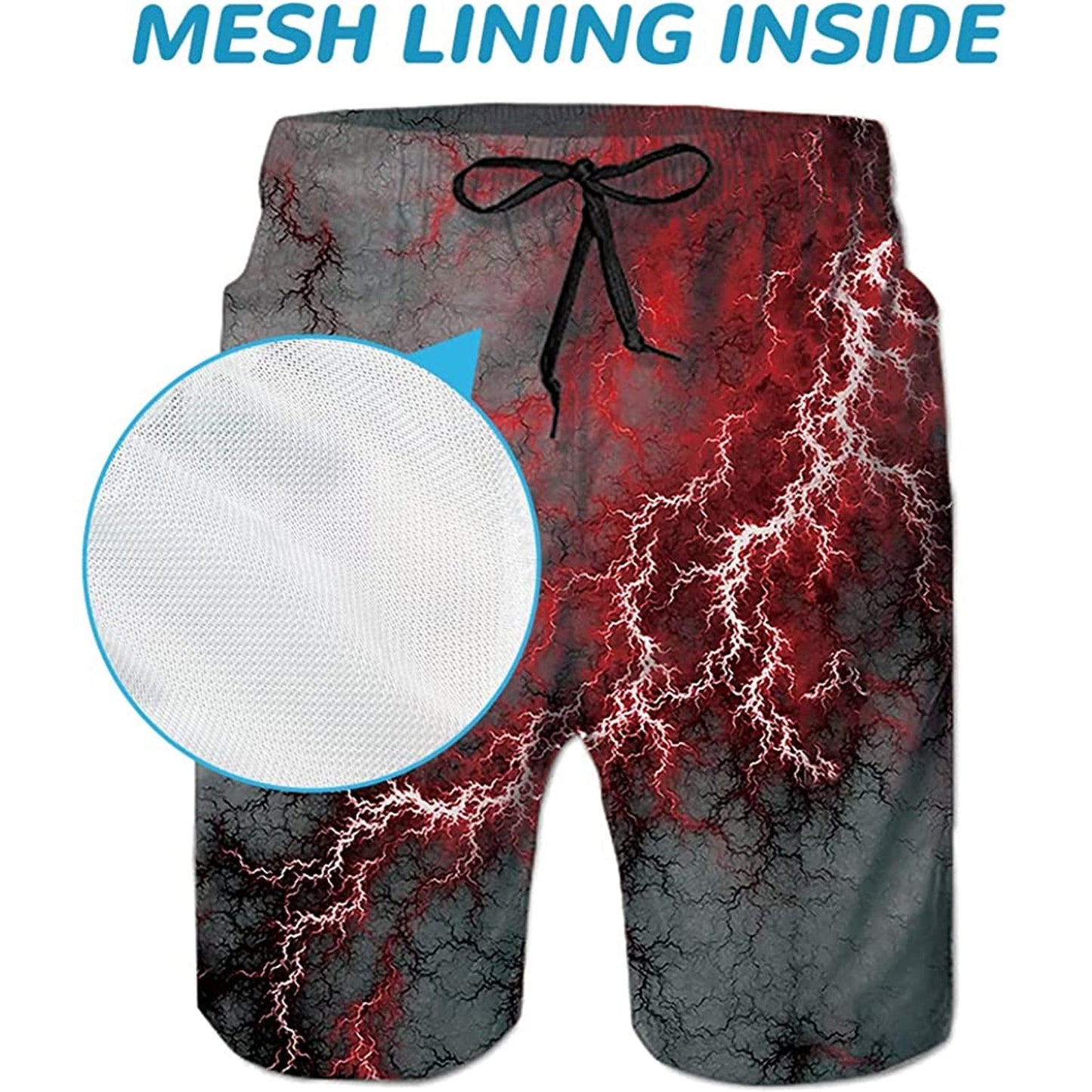 Red Lightning Funny Swim Trunks