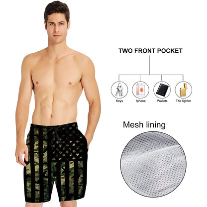American Flag Funny Swim Trunks