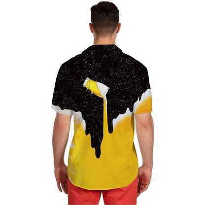 Galaxy Pouring Beer Funny Hawaiian Shirt