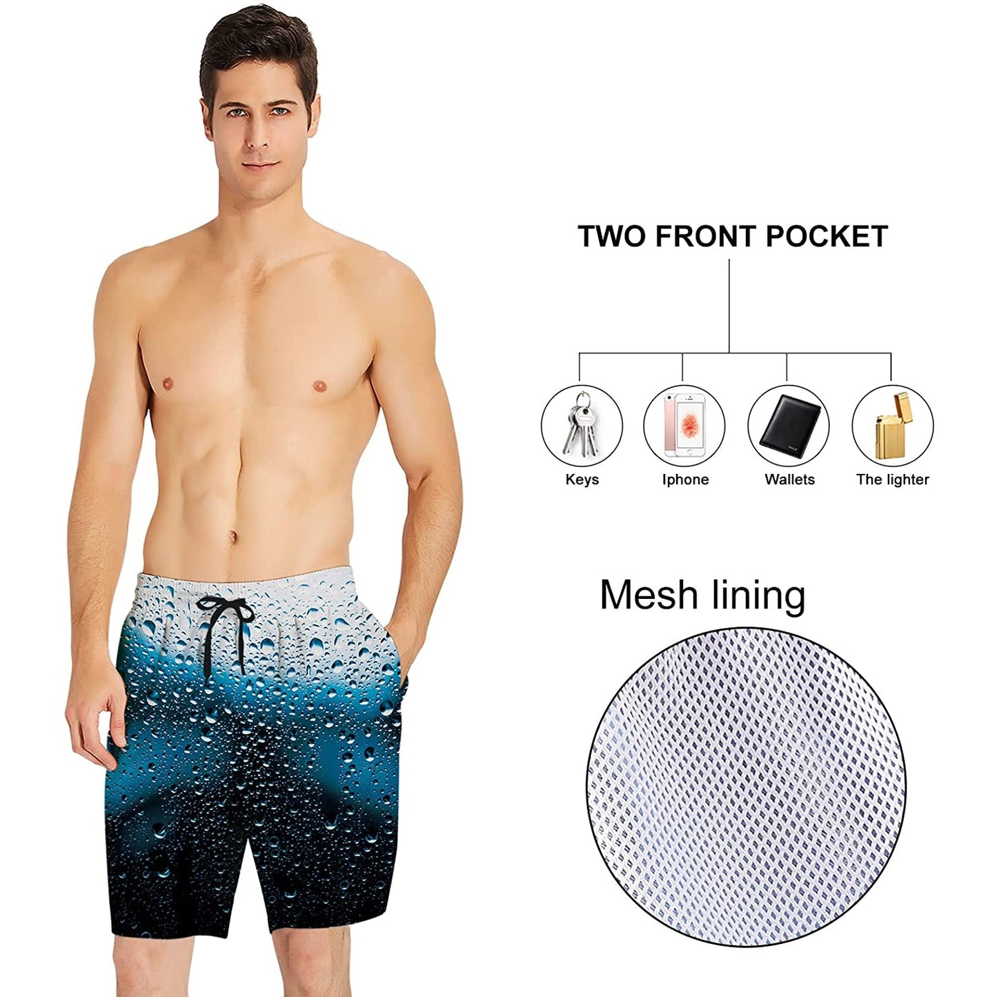 Water Drop Funny Swim Trunks