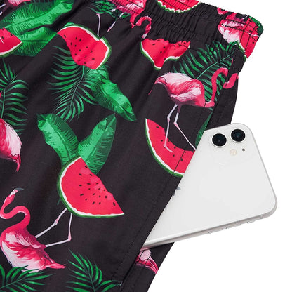 Leaf Flamingo Watermelon Funny Swim Trunks
