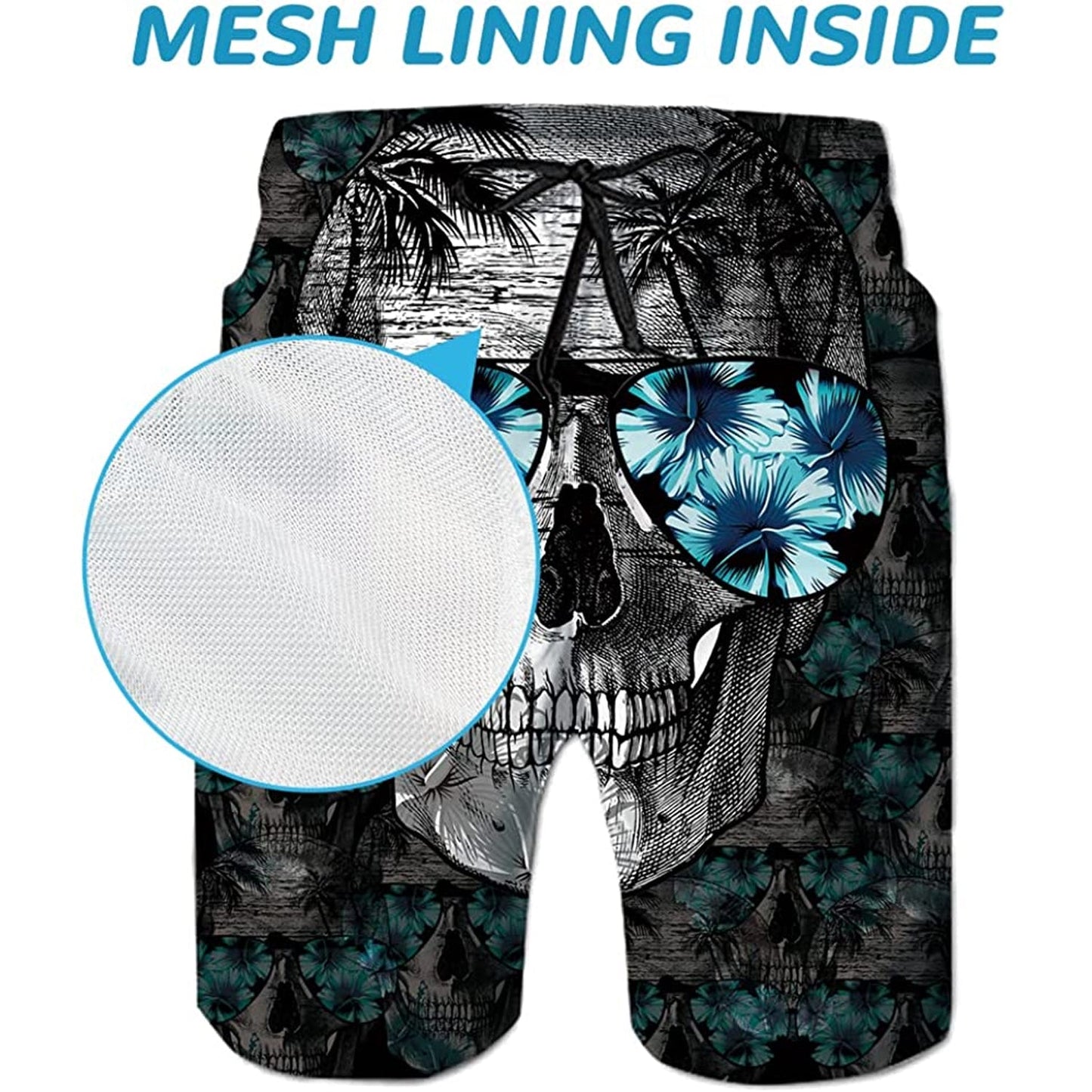 Sunglasses Skull Funny Swim Trunks