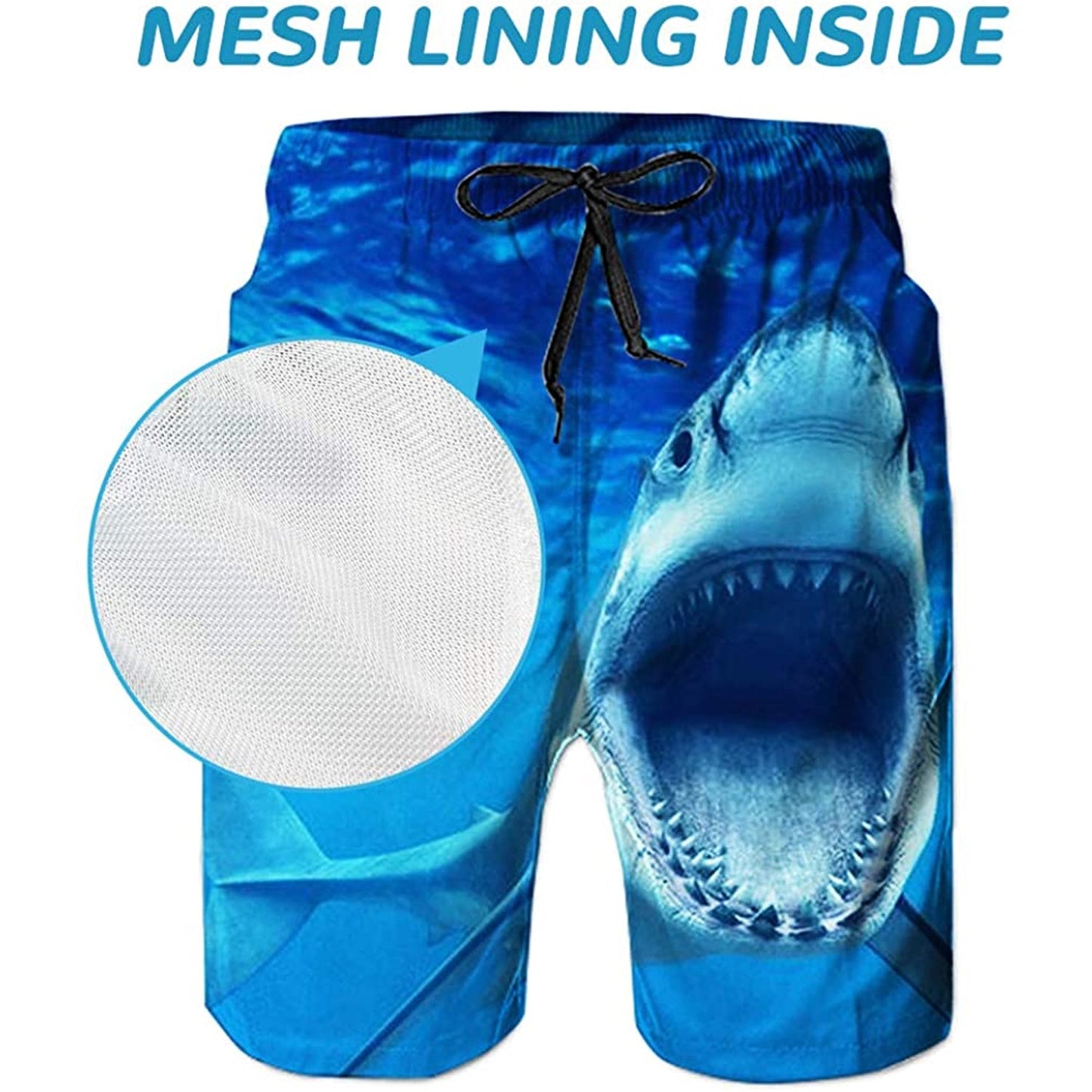 Blue Shark Funny Swim Trunks