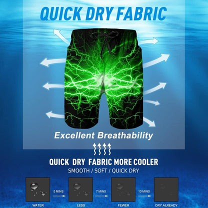 Green Lightning Funny Swim Trunks