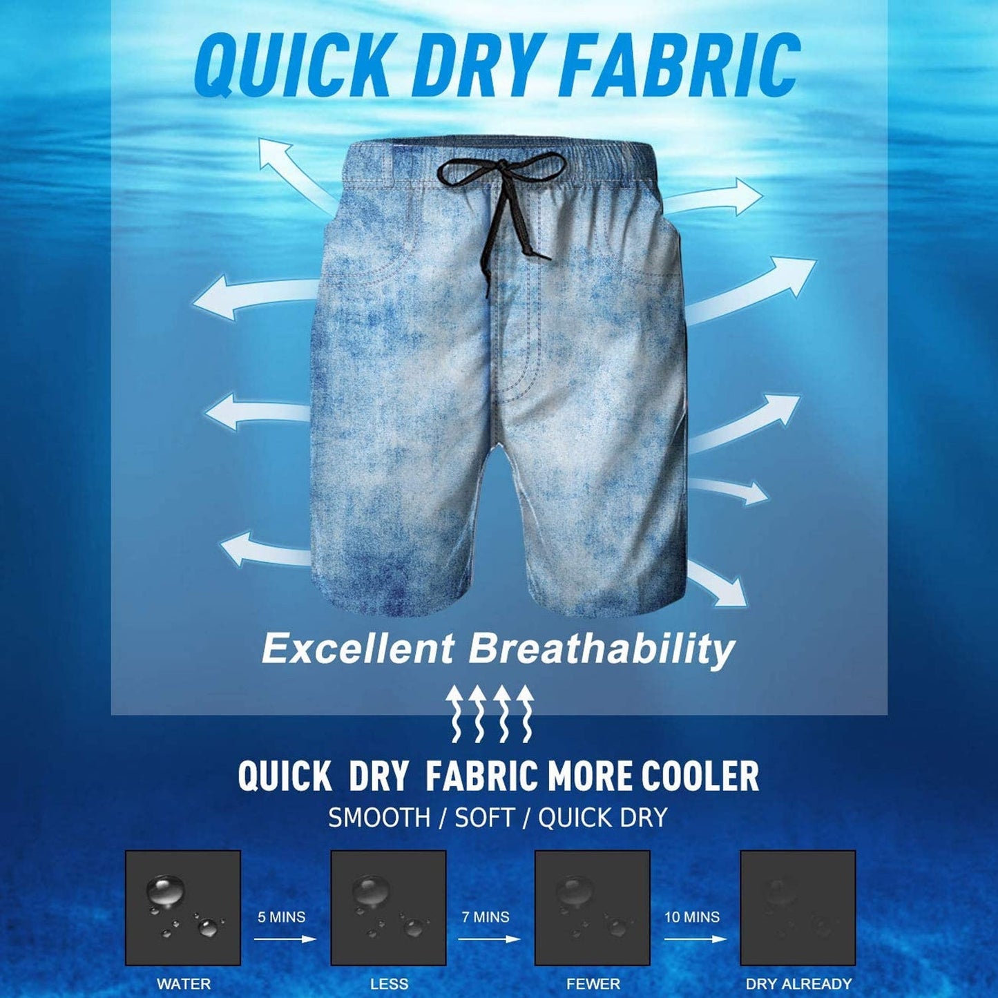 Fake Denim Funny Swim Trunks
