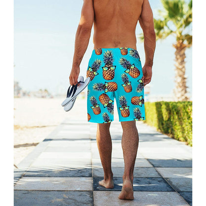 Light Blue Sunglasses Pineapple Funny Swim Trunks