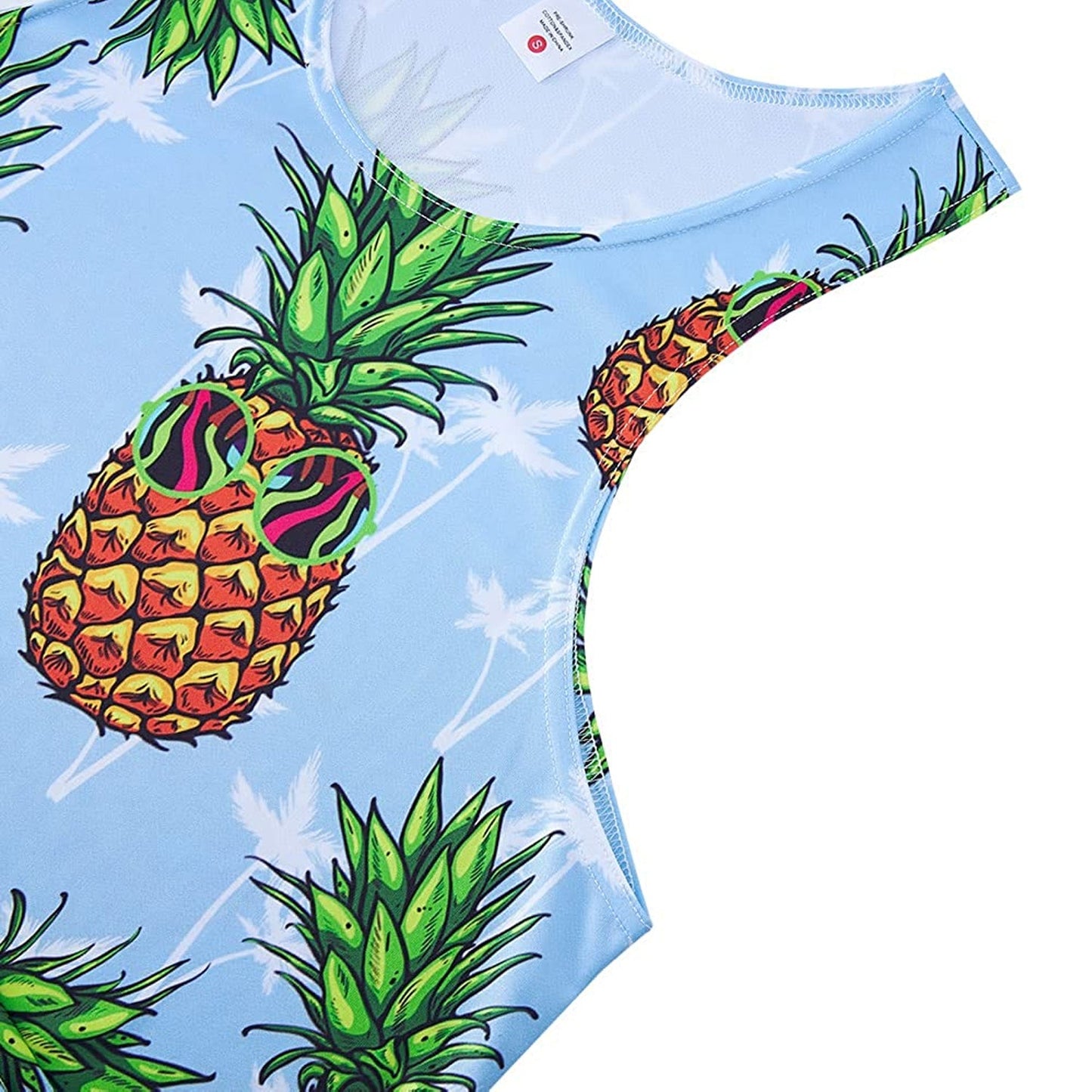 Palm Tree Pineapple Blue Funny Tank Top