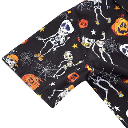 Halloween Pumpkins Skeleton Funny Hawaiian Shirt