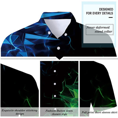 Green & Blue Geometry Funny Hawaiian Shirt