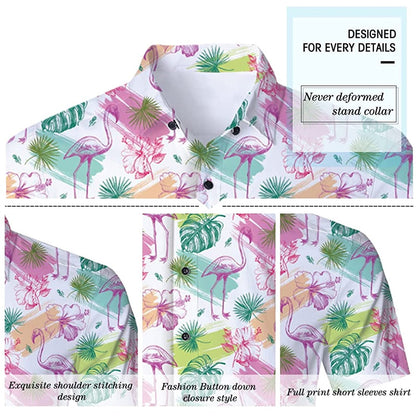 Palm Leaf Pink Flamingo Funny Hawaiian Shirt