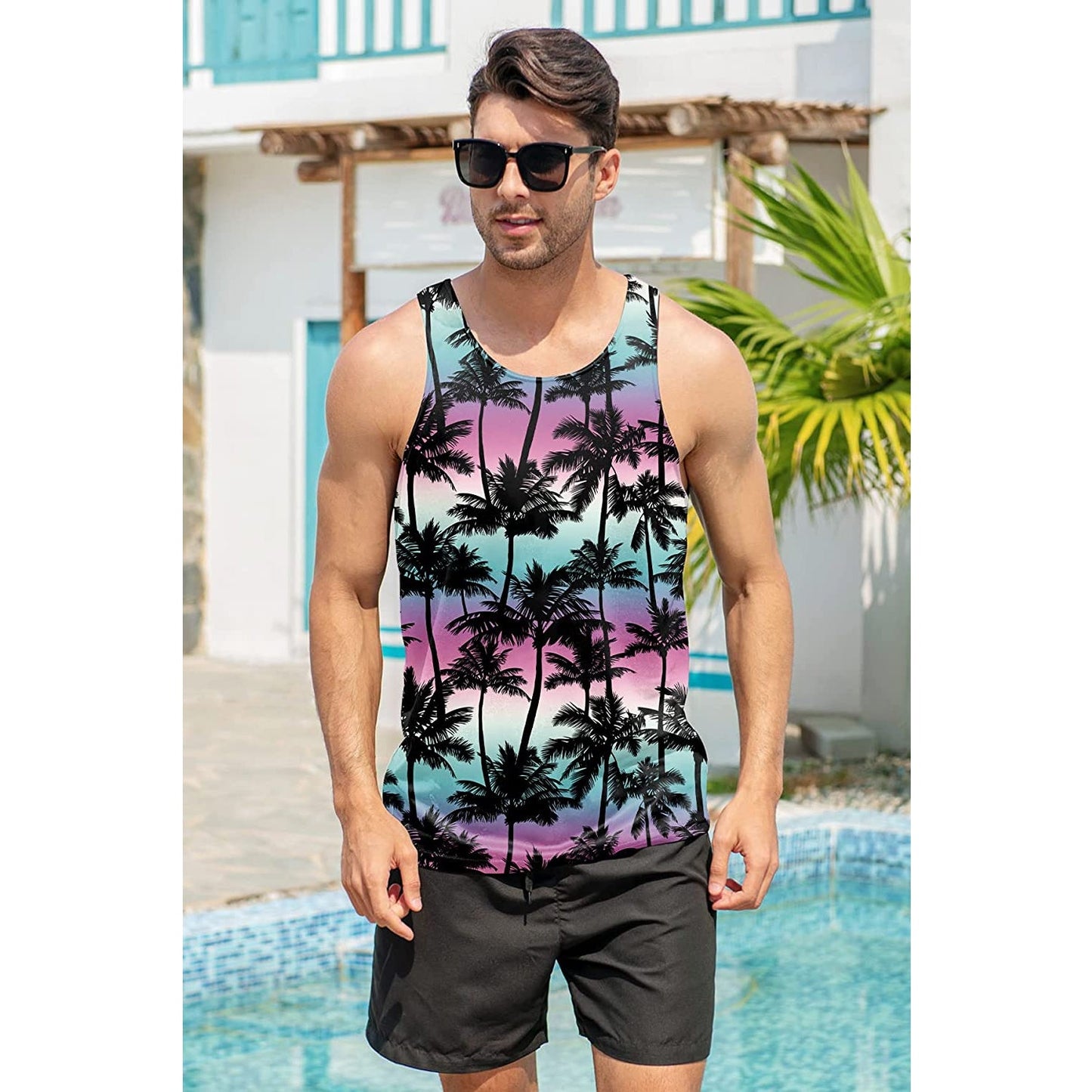 Colorful Palm Tree Funny Tank Top