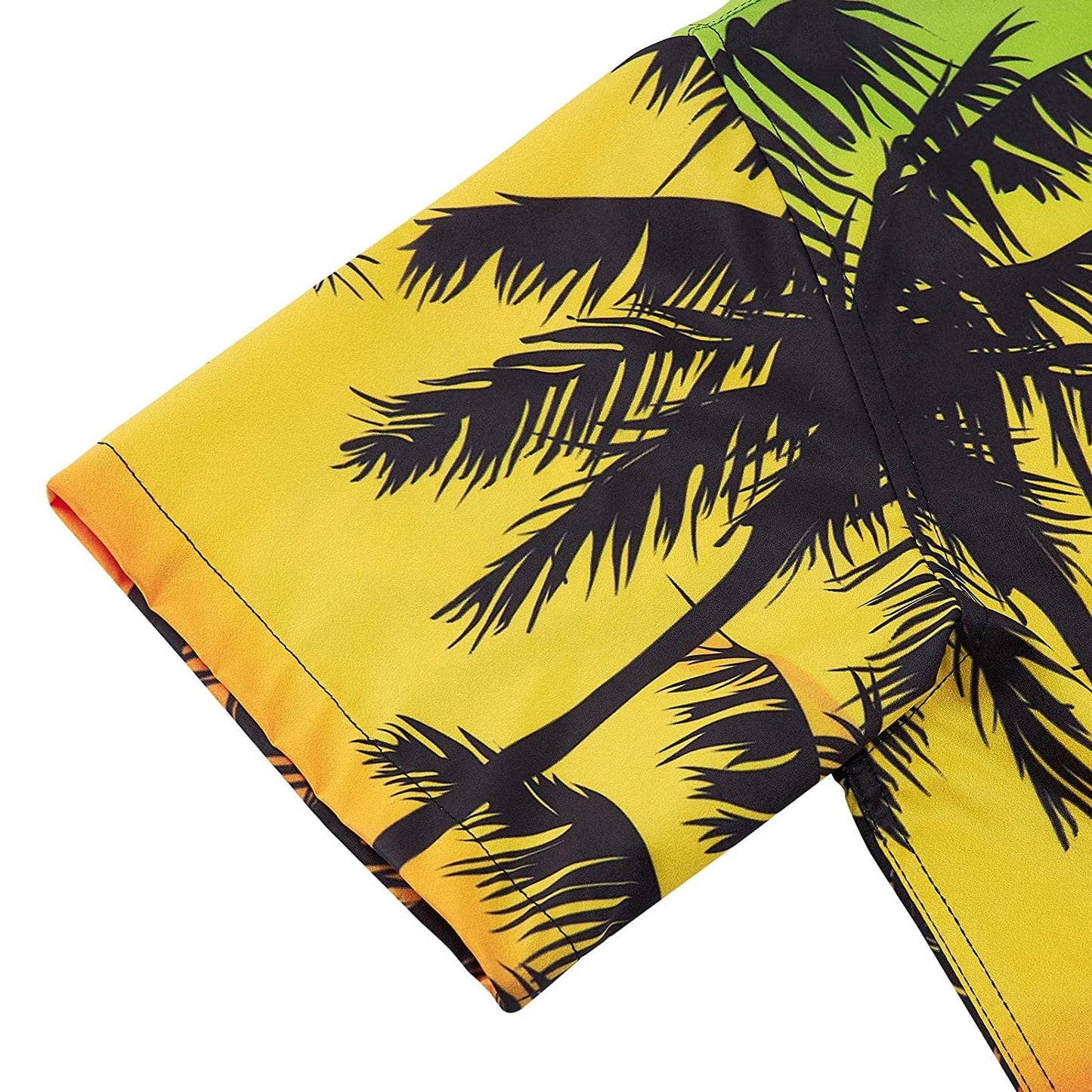 Yellow Sunset Palm Tree Funny Button Up Shirt