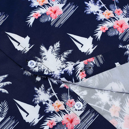 Navy Tropical Hawaii Tree Funny Hawaiian Shirt