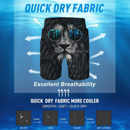 Glasses Lion Funny Swim Trunks