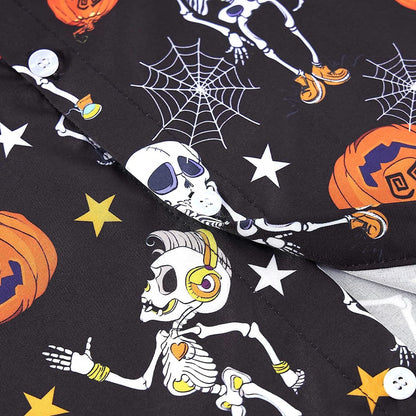 Halloween Pumpkins Skeleton Funny Hawaiian Shirt